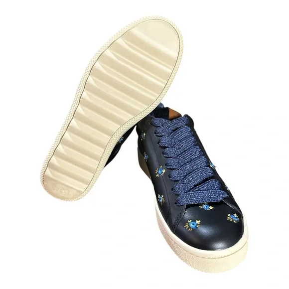 Coach Black Floral Embroidery Low Top Sneaker - Picture 5 of 6